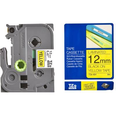 Ruban pour PTOUCH laminé noir/jaune 12mmx8m TZE631