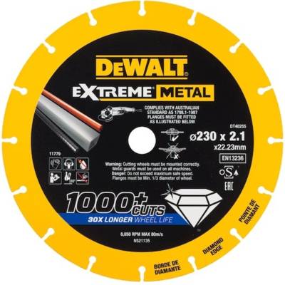Disque Extreme Métal 230 x 22.23 x 1.5 mm DEWALT - DT40255-QZ - Maxoutil