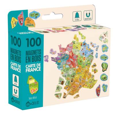 100 Magnets Bois Carte de France - départements et Régions française