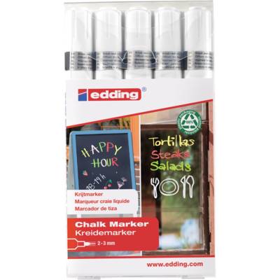 Pochettes de 5 marqueurs craie liquide 4095 blanc 2-3 mm