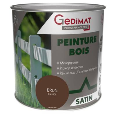 Peinture bois brun RAL 8011 - pot de 0,5 litres - Gedimat