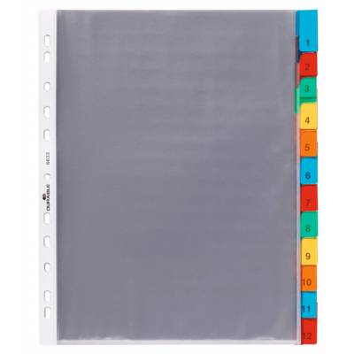 Intercalaires Repertoire à Pochettes 12 Touches Colorées Transparent