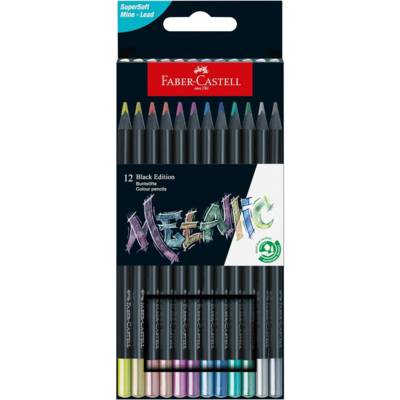 Etui de 12 Crayons de Couleur Black Edition Métallique