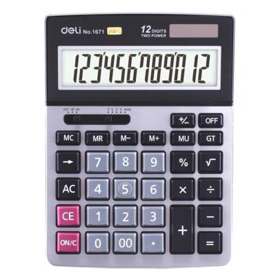 Calculatrice bureau métallique 12 chiffres Dual Power - DELI