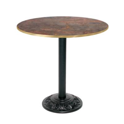 Table pied noir Ø70cm rouille underground chants laiton - intérieur - RestooTab