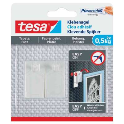 Powerstrips Lot de 2 Clous adhésif pour papier peint et plâtre 0,5 Kg