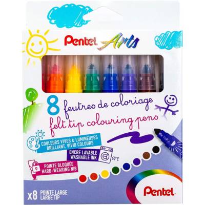 Boite de 8 Feutres Pentel Arts, pointe large