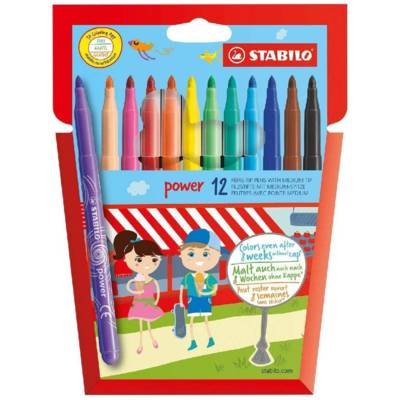 Etui carton de 12 Feutres POWER Pointe Moyenne - STABILO