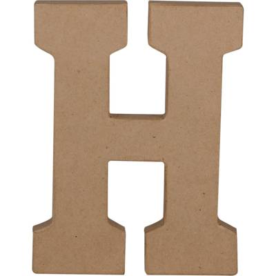 Support en papier brun mâché 20 cm, Lettre majuscule H - DÉCOPATCH