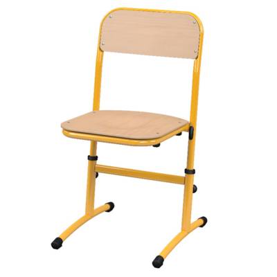 Chaise SAKI HR assise et dossier bois Blueprotech® piètement époxy - T3 à T6 - Jaune RAL 1003 - Mobidecor