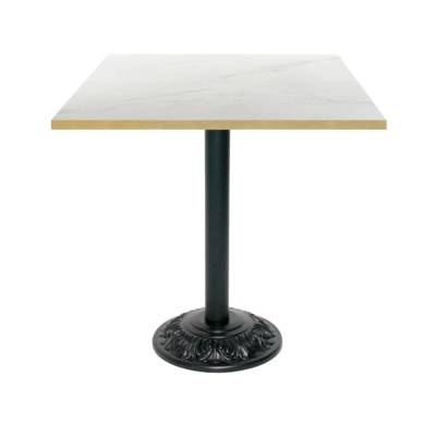 Table pied noir 70x70cm marbre paros chants laiton - intérieur - RestooTab