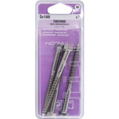 Tirefond tête hexagonale matière inox A2 8 x 100 mm - Gedimat - NORAIL