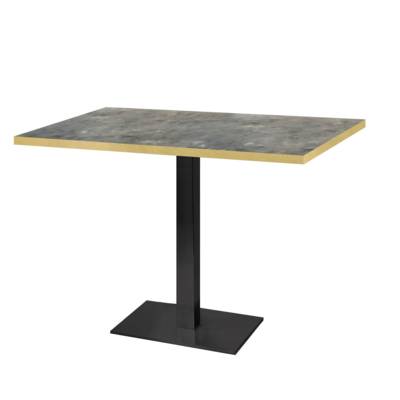 Table pied noir 120x70cm pierre metallisee chants laiton - intérieur - RestooTab
