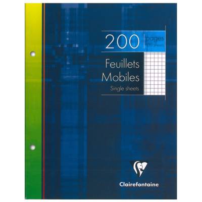Paquet de 100 Feuillets Mobiles 17x22 cm 90g 200 Pages Q.5x5