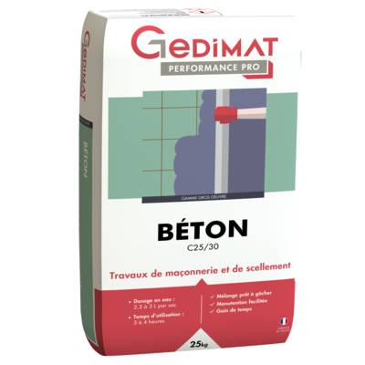 Béton courant C25/30 - sac de 25kg - GEDIMAT PERFORMANCE PRO - Gedimat