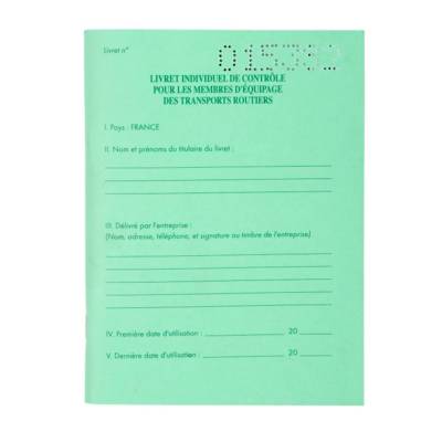 Livret individuel de contrôle Conducteurs et convoyeurs de transports routiers Modèle officiel - Format 14,8x10,5 cm - EXACOMPTA
