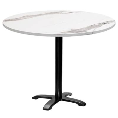 Table pied noir Ø110cm marbre blanc - intérieur - RestooTab