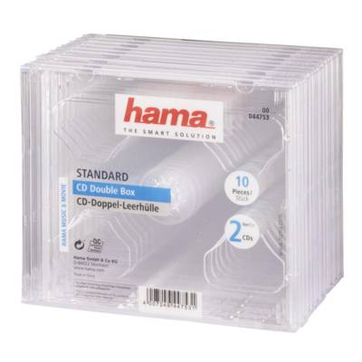 Lot de 10 Boîtiers CD standard double Transparent - HAMA