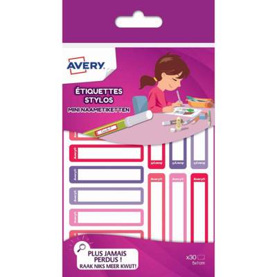 RESMI30F - 30 étiquettes stylos (camaïeu rose) 50x10mm