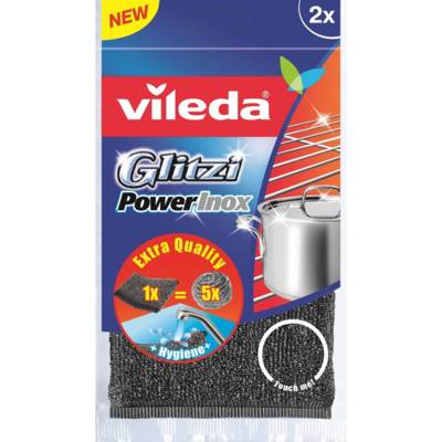 Glitzi Power Inox - Éponge Métallique à Récurer - Pack de 2