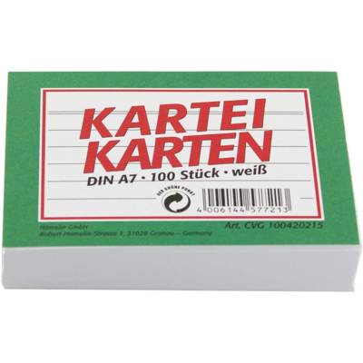 Paquet de 100 fiches bristol, format A7, ligné, blanc