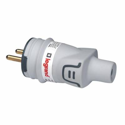 Fiche mâle avec terre PLEXO plastique IP44 - Gedimat - LEGRAND