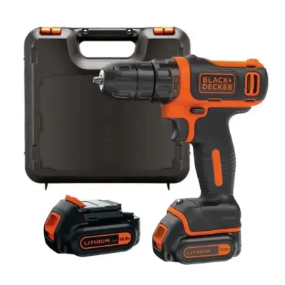 Perceuse-visseuse sans fil 10.8V ultra compacte - BLACH+DECKER - avec 2 batteries 10.8V 1.5Ah - Coffret - BDCDD12K1B-QW - BLACK + DECKER