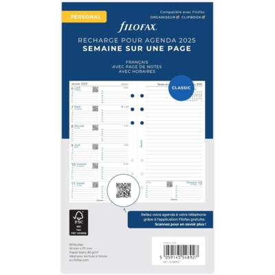 Recharge pour agenda Personal Semaine sur 1 page + notes - français - 2025