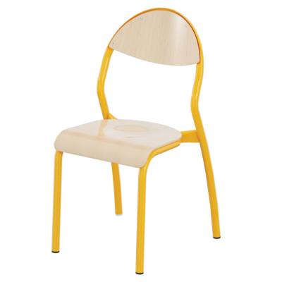 Chaise NUAGE assise et dossier bois Blueprotech® piètement époxy - T4 - Jaune RAL 1003 - Mobidecor