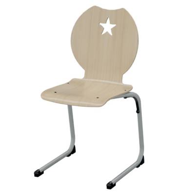 Chaise AST coque Étoile bois Blueprotech® piètement époxy - T6 - Gris alu RAL 9006 - Mobidecor