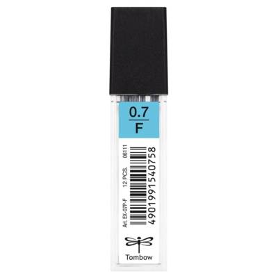 Etui de 12 Mines pour porte-mine pointe calibrée 0,7 mm dureté F