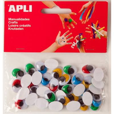 Sachet de 40 yeux mobiles ovale avec cils assorties
