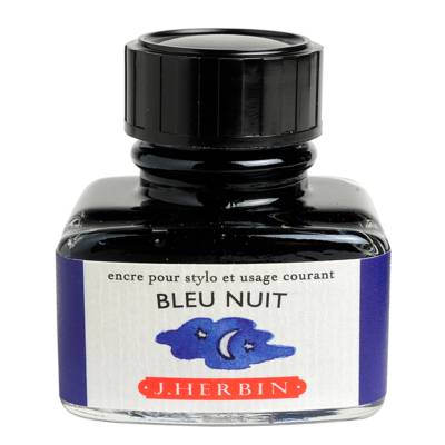 Encre traditionnelle à stylo en flacon "D" 30ml Bleu nuit - HERBIN