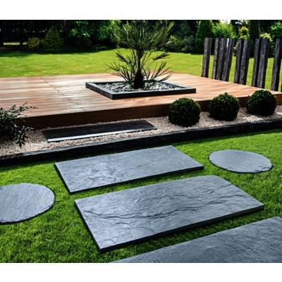 Bordure vieillie ardoise naturelle - 50x8x8cm - Gedimat - GRANIER