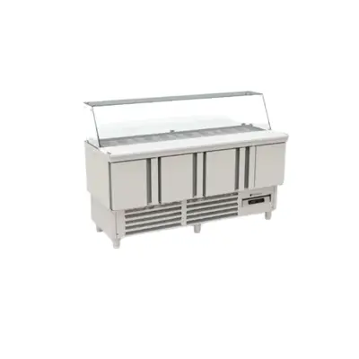 Saladette réfrigéré 4 portes - 24 x GN1/6 + 9 x GN1/9 - MFK-180_R290 - Coreco