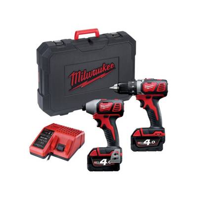 Pac 18V Perceuse Visseuse M18 BDD-0 + Visseuse à chocs M18 BID-0 - MILWAUKEE - avec 2 batteries 18V-4.0Ah - chargeur - HDbox - 933447126 - Maxoutil