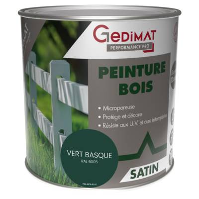 Peinture bois vert basque - pot de 0.5 litres - Gedimat