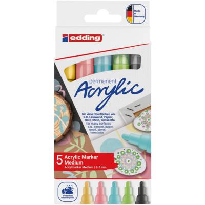 Marqueur acrylique moyen 5100 set de 5 Assortis pastel 2-3 mm