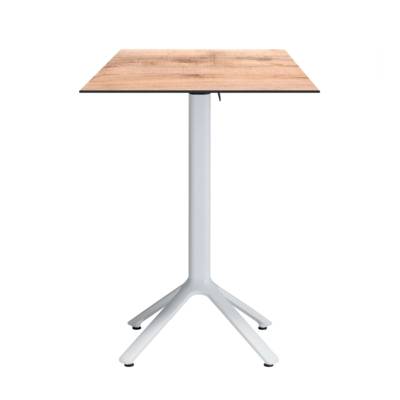 Mange-debout rabattable pied blanc 60x60cm tanin naturel - terrasse - RestooTab