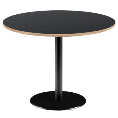 Table pied noir Ø120cm noir chant bois - intérieur - RestooTab
