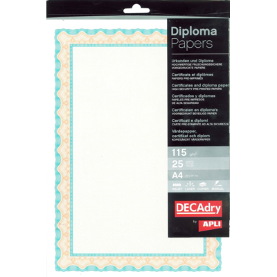 Papier de communication A4 115g 25 feuilles Diplômes ORANGE/TURQUOISE