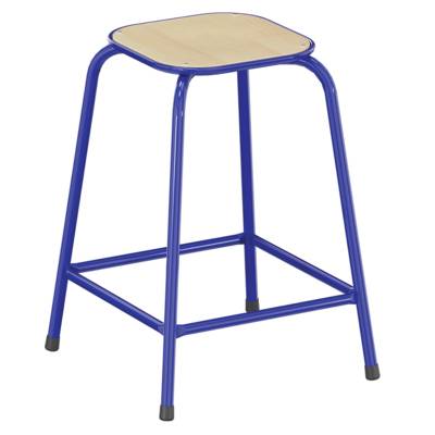 Tabouret MOLY assise bois Blueprotech® piètement époxy - H58 cm - Bleu RAL 5002 - Mobidecor