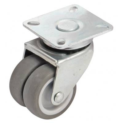 Roulette pivotante à platine rectangulaire AVL - Double roue Ø 50 - Charge 60 kg - 550303A - Maxoutil