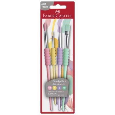 Set de 4 pinceaux à poils synthétiques avec grip soft touch pastel - FABER-CASTELL