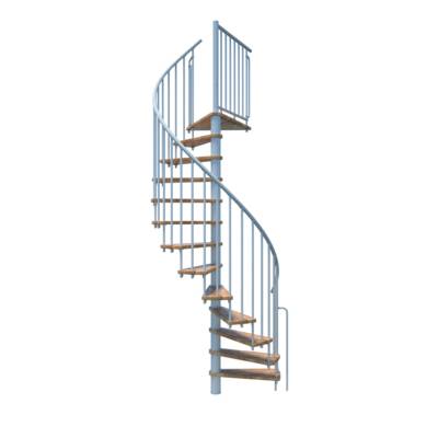 Escalier hélicoidal BERLIN acier blanc marches hêtre verni - Gedimat - MINKA