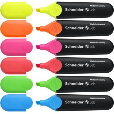 Surligneur Rechargeable Job Pte Biseau 1-5 mm Assorti Pochette 6 - SCHNEIDER