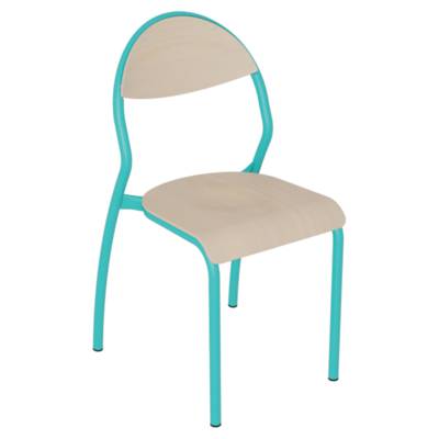 Chaise NUAGE assise et dossier bois Blueprotech® piètement époxy - T4 - Bleu des îles RAL 5018 - Mobidecor