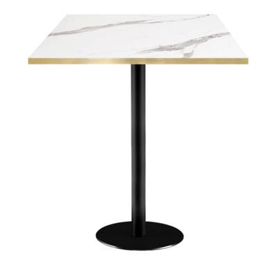 Mange-debout pied noir 70x70cm marbre blanc chant laiton - intérieur - RestooTab