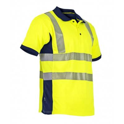 Polo manches courtes Vision haute visibilité, anti-UV - T4 L - Jaune fluo/Marine - LMA - 9153 TL