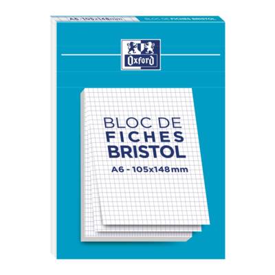 Bloc de 30 Fiches Bristol non Perforées A6 Q5/5 blanc